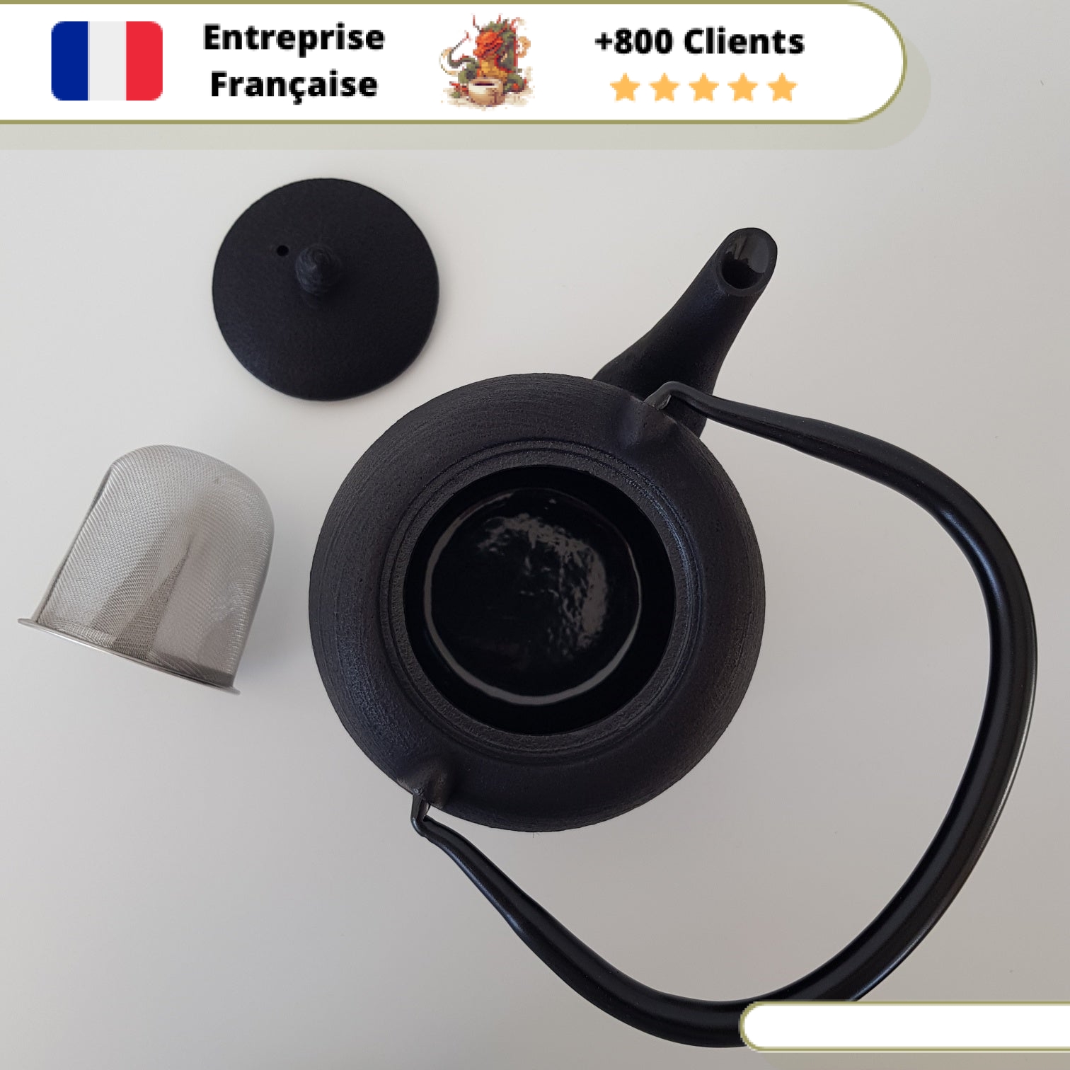 Théière en Fonte Noire Oiharu Natsume 800ml – Image 4