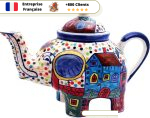 Théière en Porcelaine  Éléphant Bleue 800ml