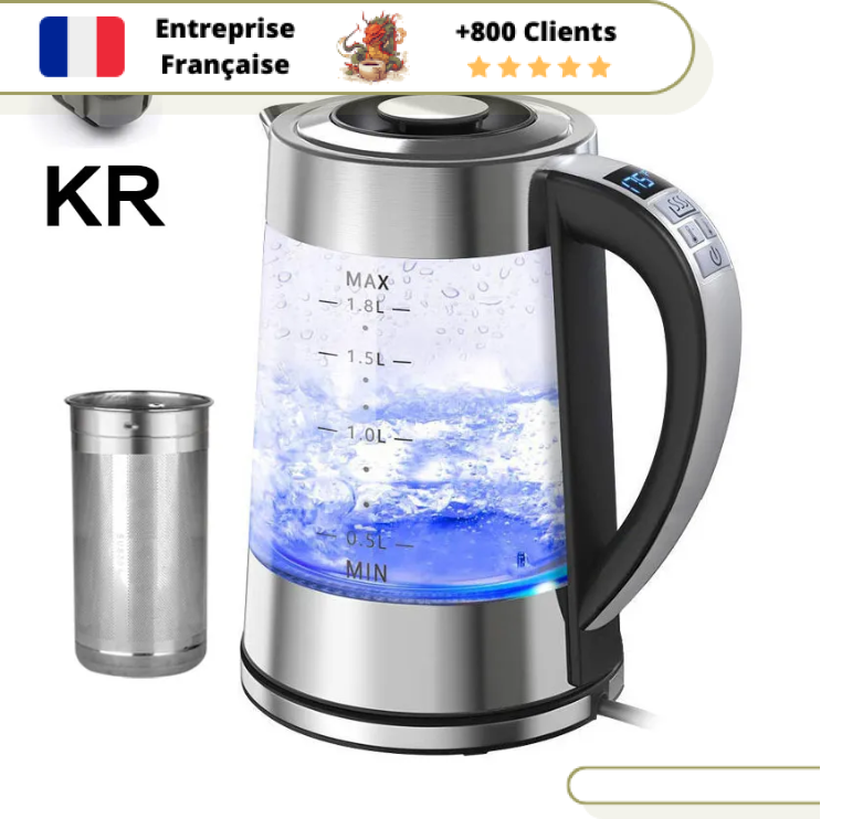 Bouilloire Electrique Température Réglable Verre 1.7L