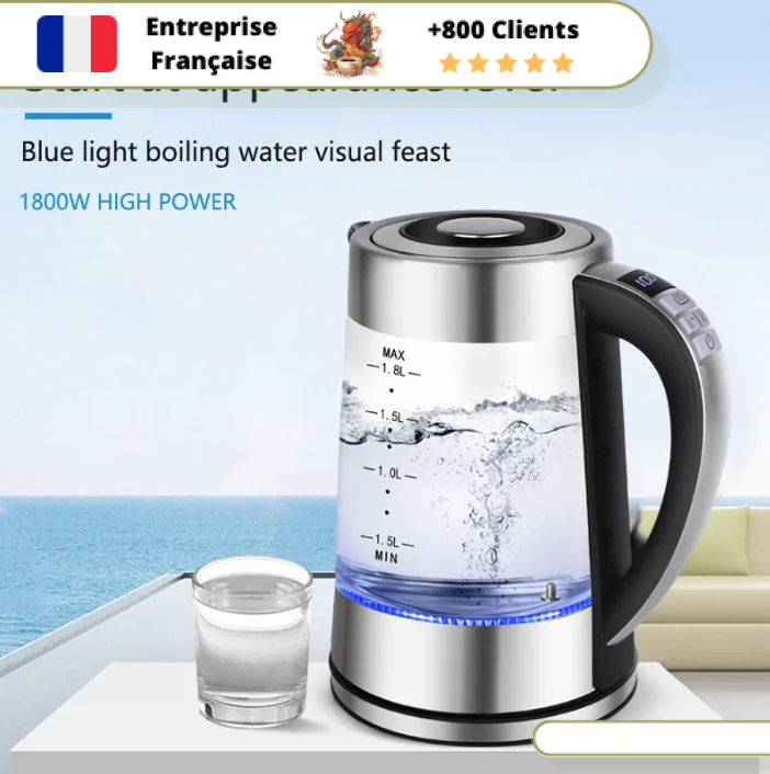 Bouilloire Electrique Température Réglable Verre 1.7L – Image 4