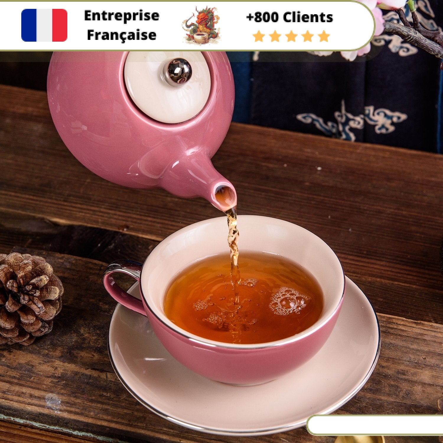 Théière Solitaire Porcelaine Rose 400ml – Image 5