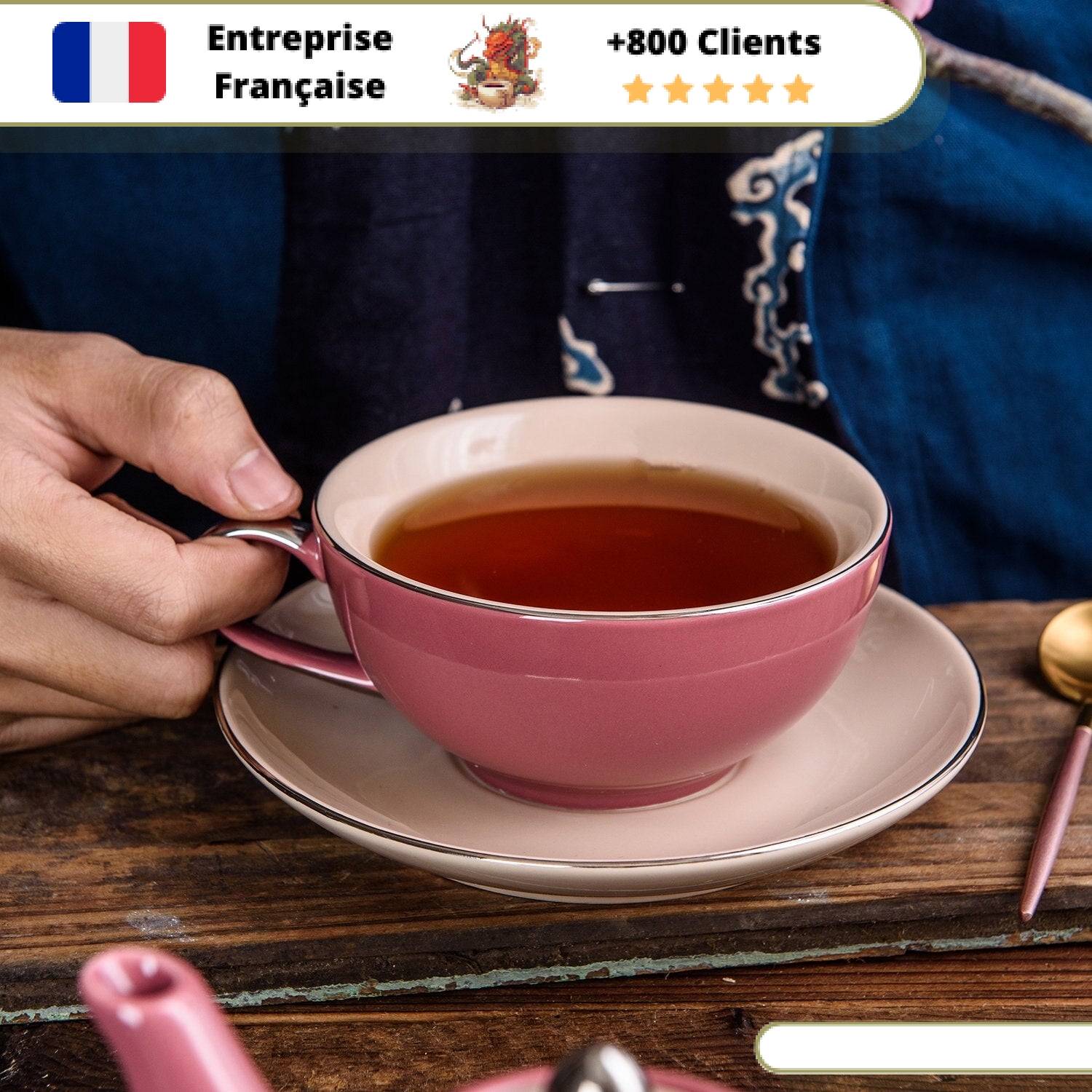 Théière Solitaire Porcelaine Rose 400ml – Image 4