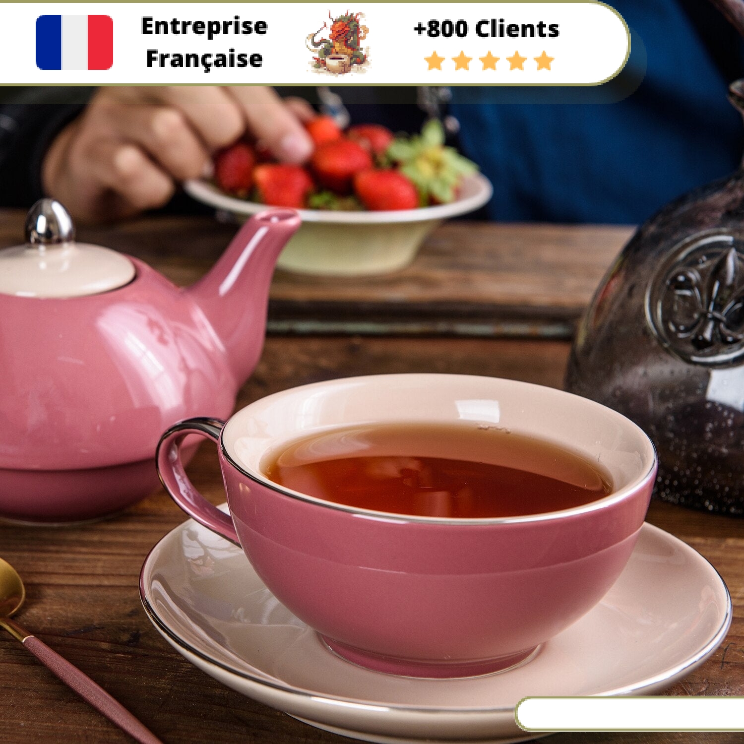 Théière Solitaire Porcelaine Rose 400ml – Image 12