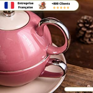Théière Solitaire Porcelaine Rose 400ml – Image 9
