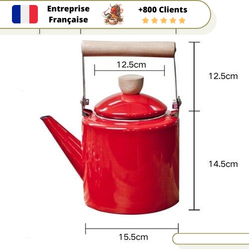 1.1l Pot en émail Main Thé Bouilloire Induction Cuisinière Cuisinière à Gaz  Rouge