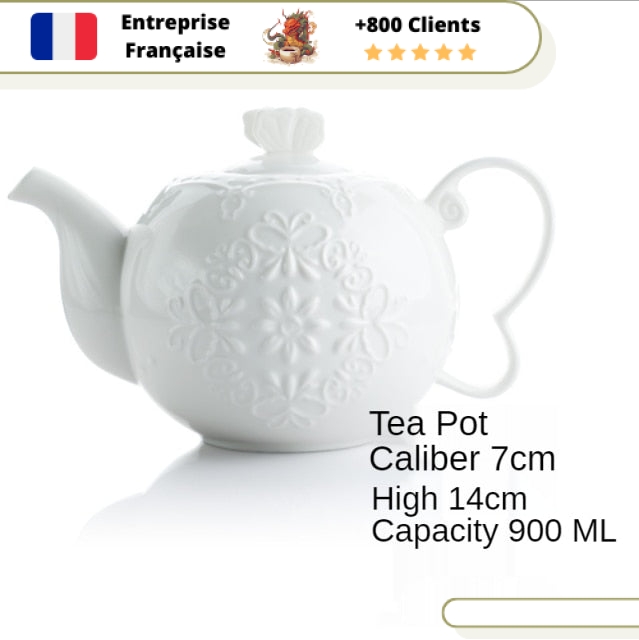 Tasse à thé de 250 ml en porcelaine blanche avec infuseur et couvercle
