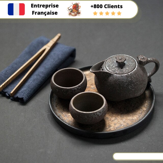 Service à thé Japonais Tetsubin avec Théière et 2 tasses, 2