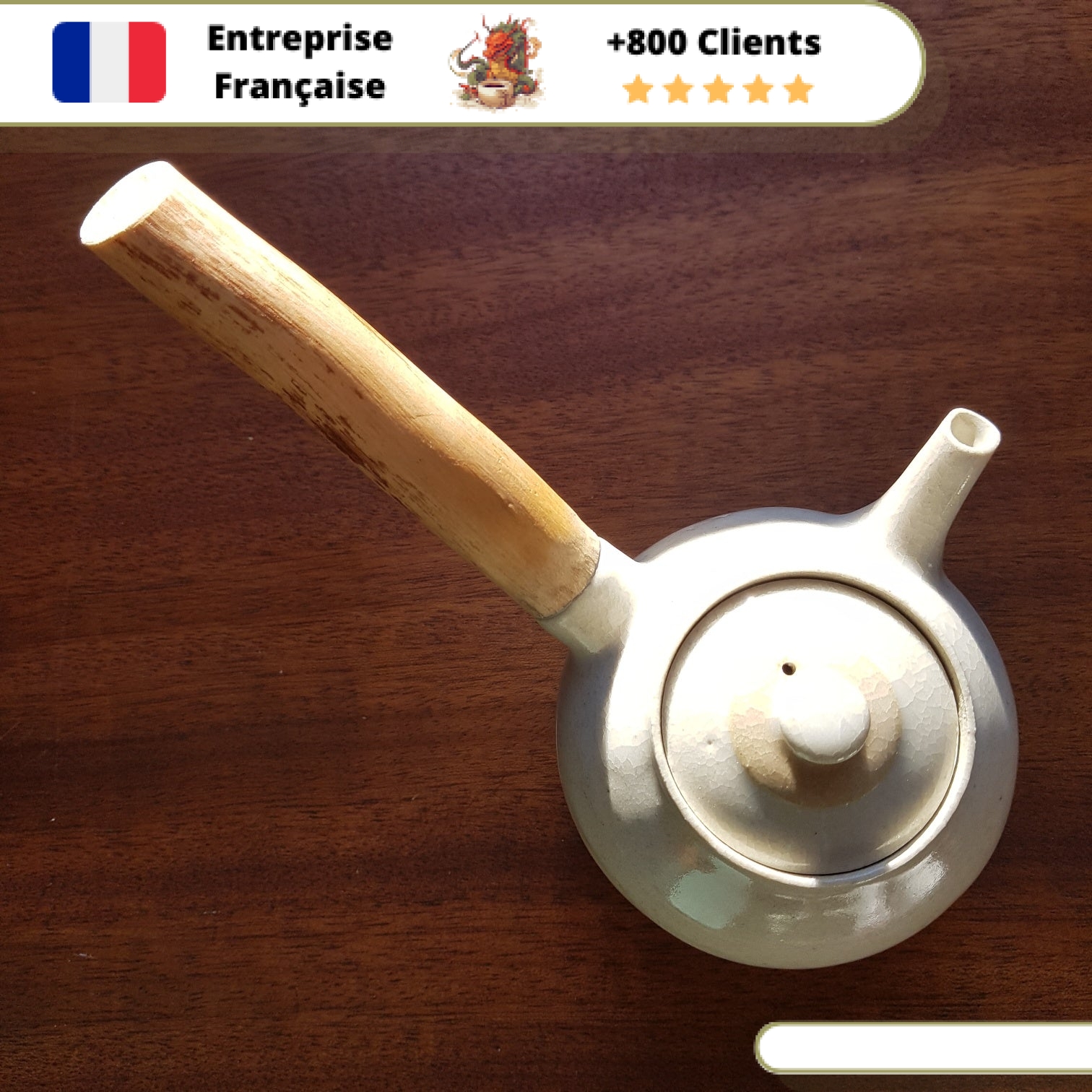 Théière en Céramique Américaine <br> Manche Bois 200ml – Image 6