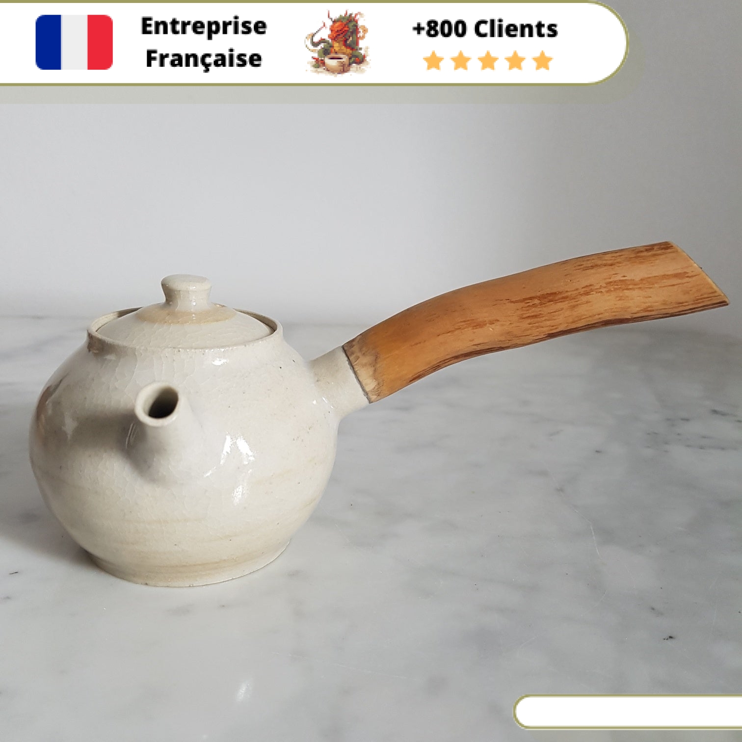 Théière en Céramique Américaine <br> Manche Bois 200ml – Image 3