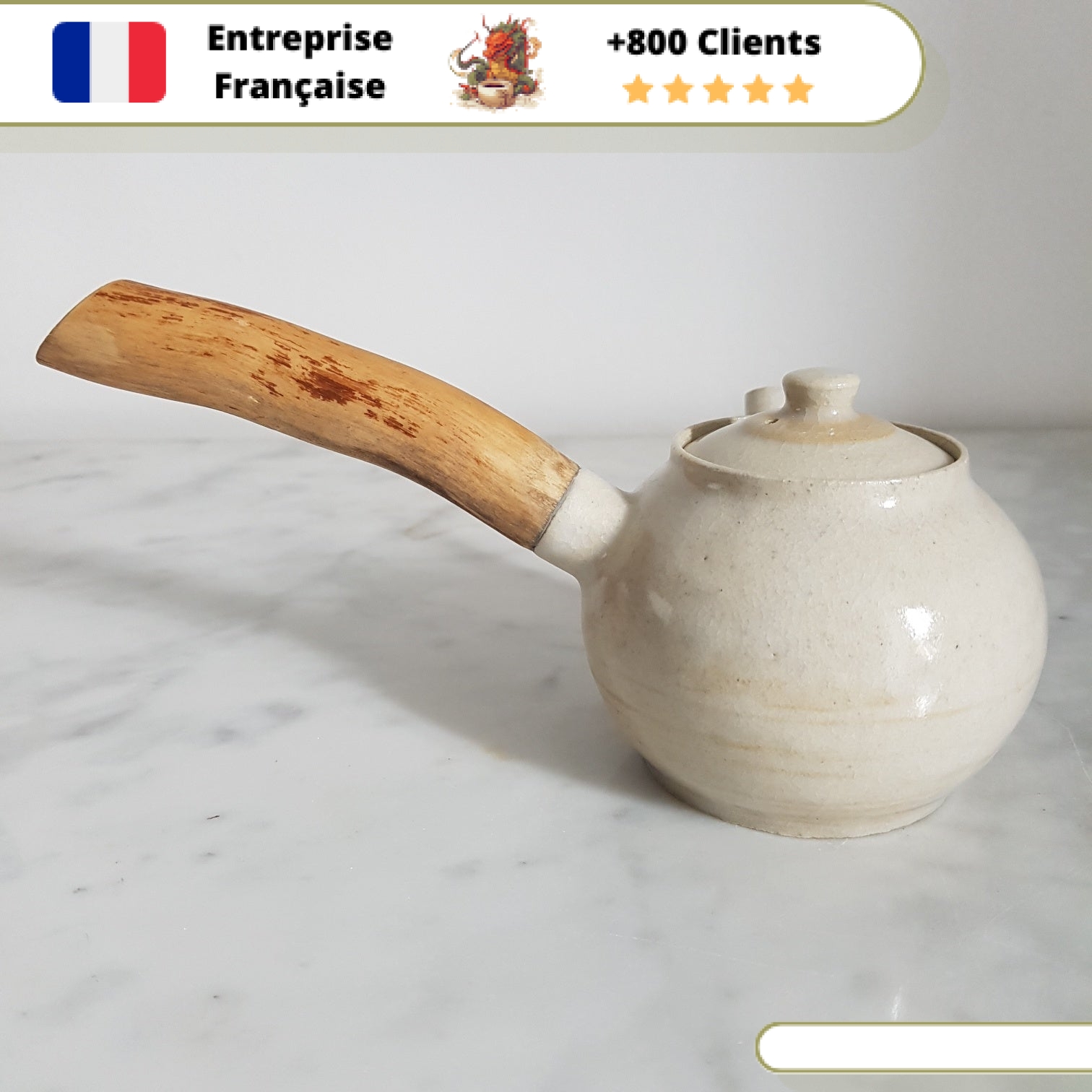 Théière en Céramique Américaine <br> Manche Bois 200ml – Image 5