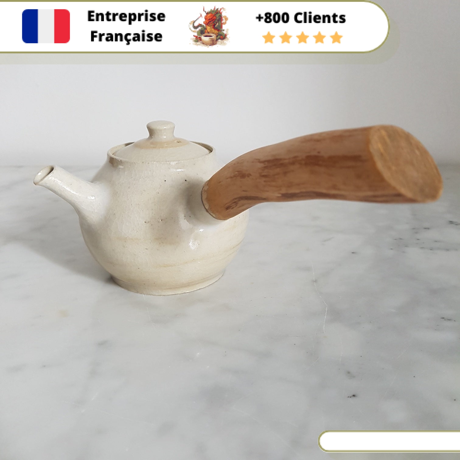 Théière en Céramique Américaine <br> Manche Bois 200ml – Image 2