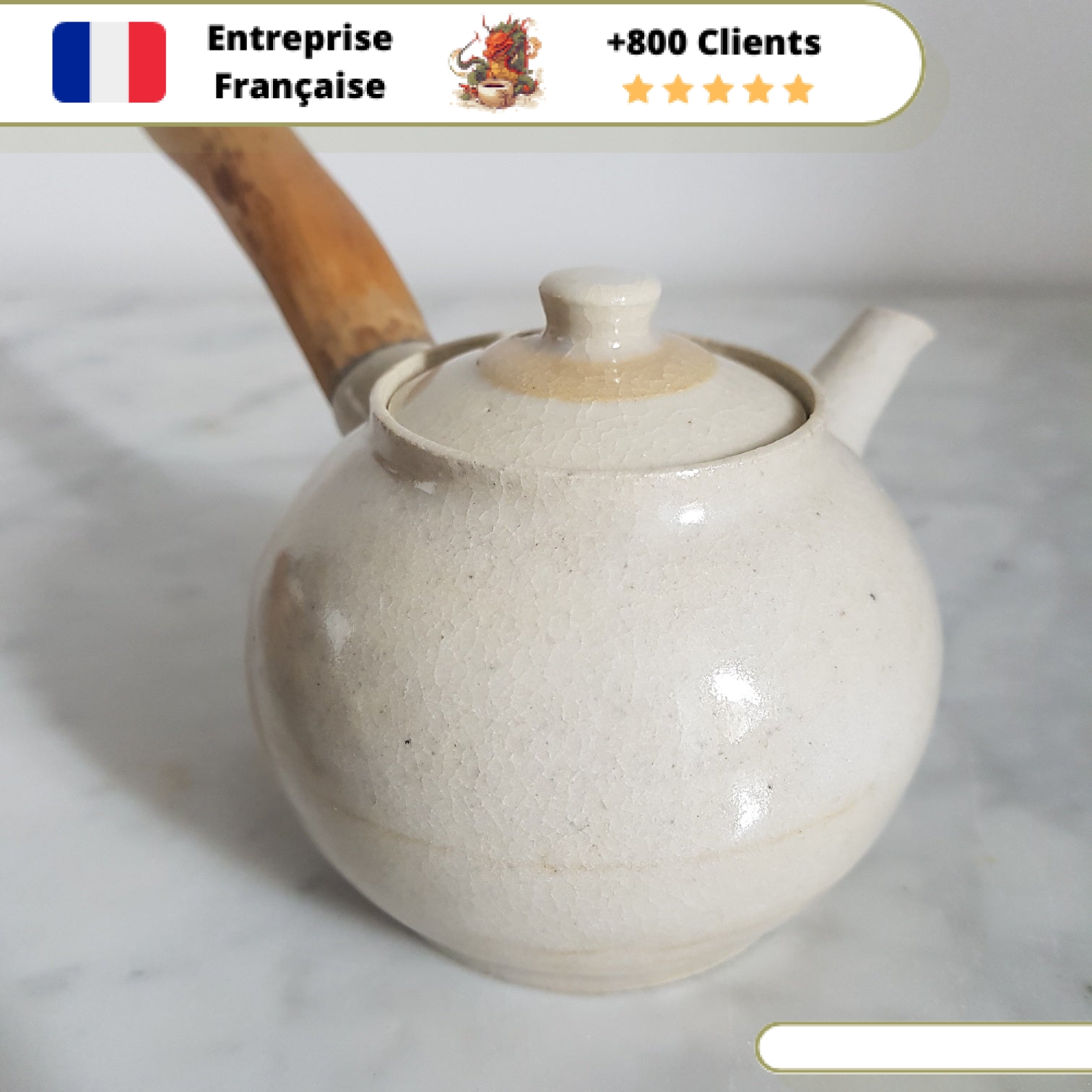 Théière en Céramique Américaine <br> Manche Bois 200ml – Image 4