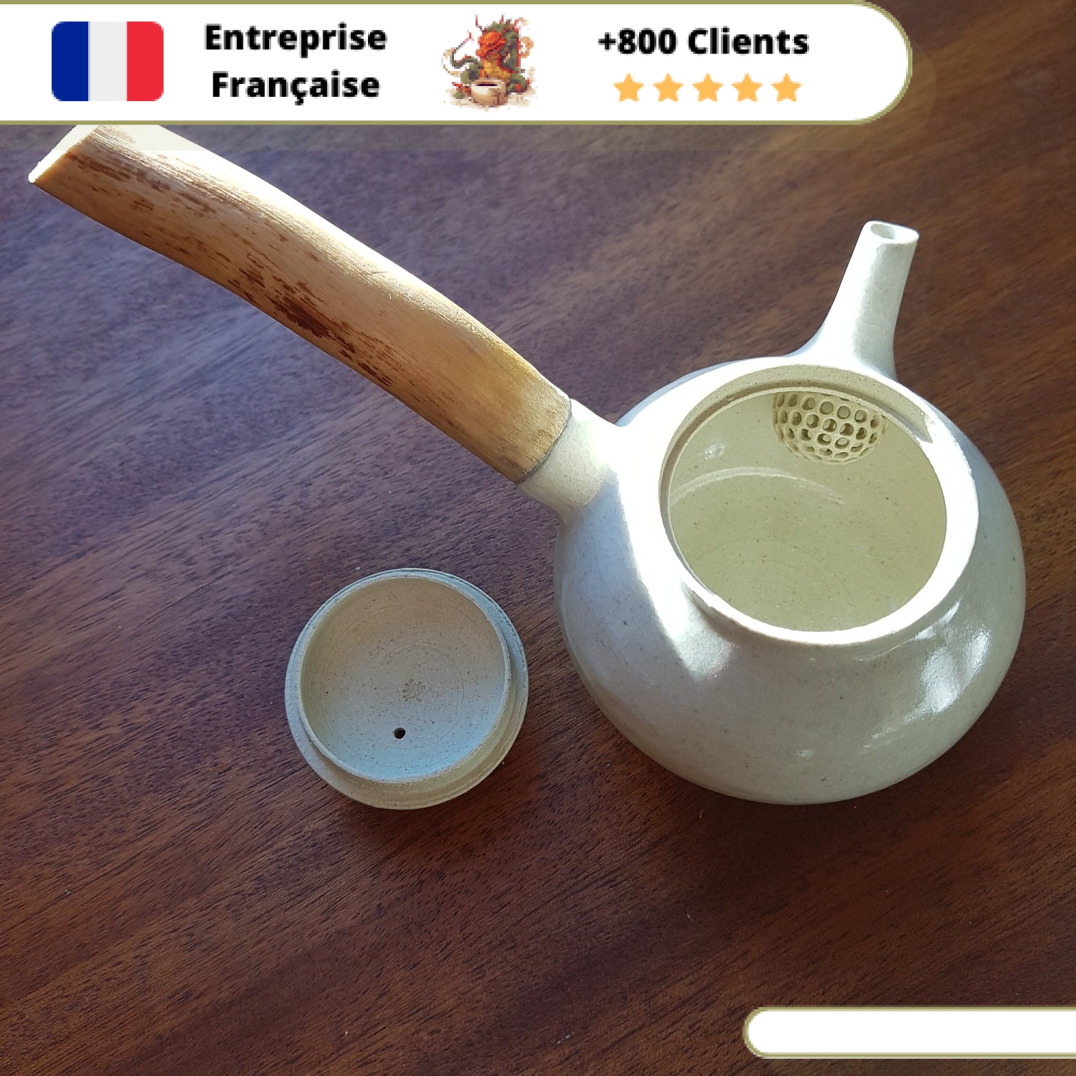 Théière en Céramique Américaine <br> Manche Bois 200ml – Image 7