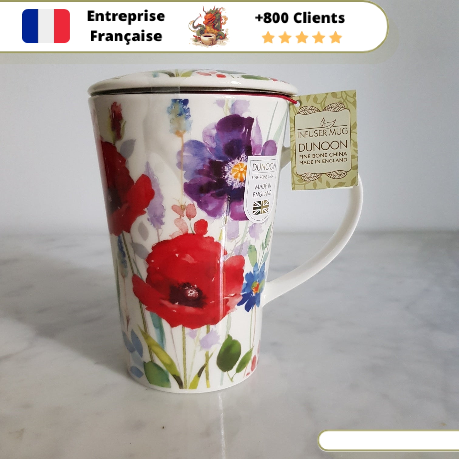 Théière tisanière thème chat mug porcelaine filtre couvercle peint main  artisanal - Un grand marché