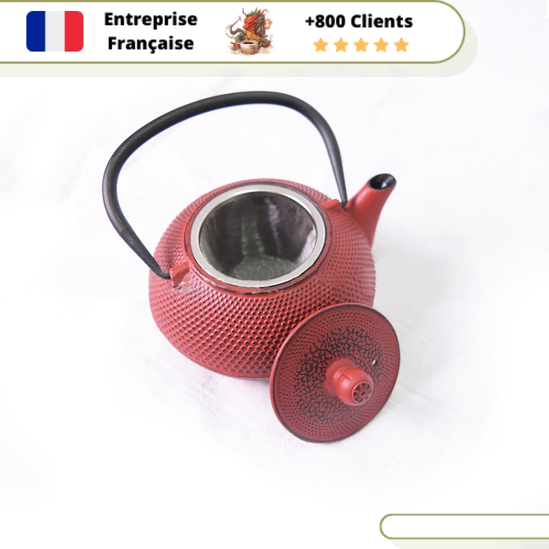 Théière en Fonte avec Tasses Rouge – Image 3