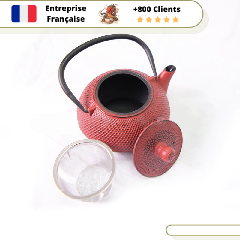 Théière en Fonte avec Tasses Rouge – Image 2