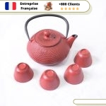 Théière en Fonte avec Tasses Rouge