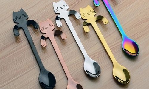 Petites-Cuillères-Chat-en-Acier