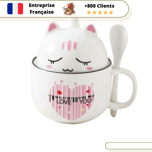 Tasse de Thé Tasse Blanche Chat