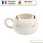 Tasse de Thé Tasse Chat Blanche