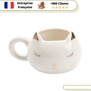 Tasse de Thé Tasse Chat Blanche