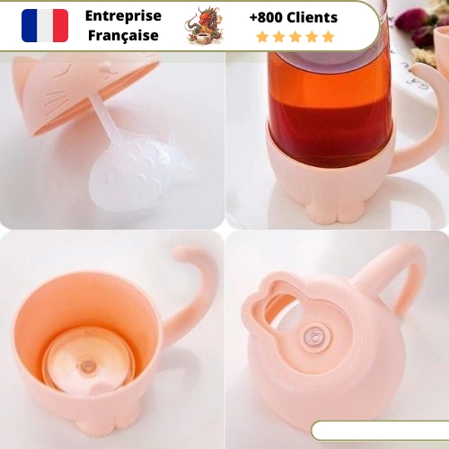 Tasse à Thé avec Infuseur Mon Chat Rose – Image 4