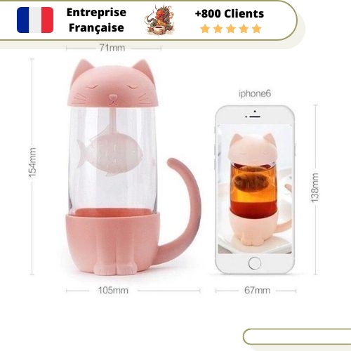 Tasse à Thé avec Infuseur Mon Chat Rose – Image 5