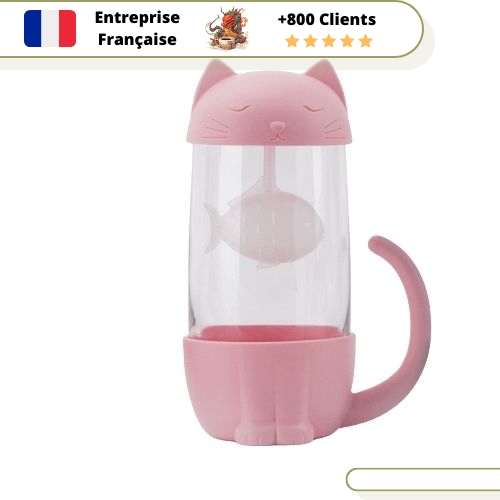 Tasse à Thé avec Infuseur Mon Chat Rose – Image 2