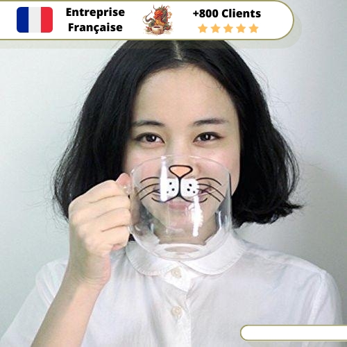 Verre à Thé Tasse Transparente Moustache Chat – Image 2