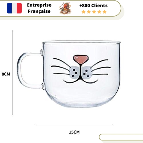 Verre à Thé Tasse Transparente Moustache Chat – Image 5
