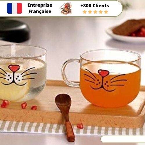 Verre à Thé Tasse Transparente Moustache Chat – Image 4