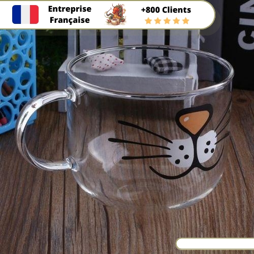 Verre à Thé Tasse Transparente Moustache Chat – Image 3