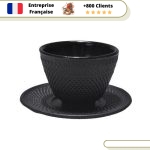 2 Tasses en Fonte Noire avec Soucoupe