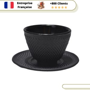 2 Tasses en Fonte Noire avec Soucoupe