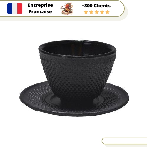 2 Tasses en Fonte Noire avec Soucoupe