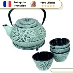 Service à Thé avec Théière en Fonte