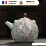 Théière en Porcelaine Ronde fleurie