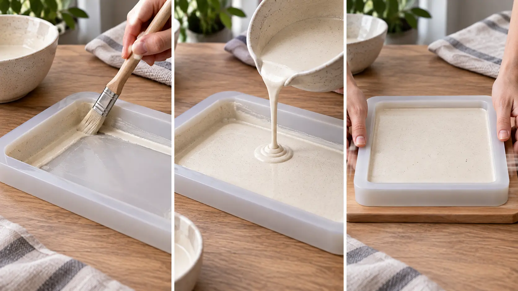 Trois étapes pour couler un plateau en jesmonite sans bulles visibles